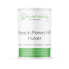 Ein weißer Behälter mit der Aufschrift „MH KREATIN.POWER.HILF“, auf dem angegeben ist, dass das Produkt vegan, laktosefrei, fruktosefrei und glutenfrei ist, von der Apotheke Mariahilf.
