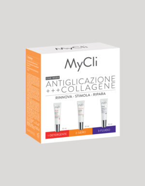 Das MC KIT LIFTABLE CR+SERUM+FL Hautpflegeset enthält drei beschriftete Tuben 1 Detergente, 2 Siero und 3 Fluido mit Produktangaben auf der Seite der Schachtel.