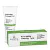 Eine Tube und eine Schachtel von UNI ALÖ VERA GEL FTE auf weißem Hintergrund mit Produktangaben und den wichtigsten Inhaltsstoffen.