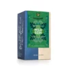Die Verpackung des Kräutertees „Wildes Glück“ von Sonnentor präsentiert sich in einem grün-blauen Design, geschmückt mit Naturbildern und einem deutschen Text, der auf Bio-Kräutergewürze hinweist.