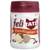 Behälter „feliTATZ DarmRegulanz“ mit einer Comic-Katze auf dem Etikett.