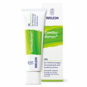 Tube und Dose COMBUDORON GEL bei Verbrennungen, Sonnenbrand und Insektenstichen, mit Arnika- und Brennnesselextrakt.