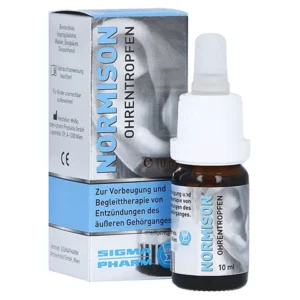 NORMISON OHRENTROPFEN Ohrentropfen, 10 ml Flasche mit Verpackung, zur Vorbeugung und Behandlung von Entzündungen des äußeren Gehörgangs.