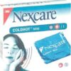 Schachtel COLD HOT NEXC.MINI LOSE10X10 mit dem Bild einer Frau, die sich eine Packung auf die Wange aufträgt.