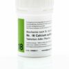 Weiße Flasche mit der Aufschrift „SCHUESS 18 CA SULFUR D12 ADL“ von Dr. Schüßler, Adler Pharma. Enthält Tabletten mit deutschem Text und sichtbarer Chargennummer.