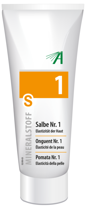Eine weiß-orange Tube mit der Aufschrift „SCHUESS SLB NR 1 ADL“ und mehrsprachigem Text zur Hautelastizität.