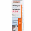 Packung NASEN SPRAY PUR RTP PLUS, 20ml. Enthält Kochsalzlösung mit Dexpanthenol zur nasalen Anwendung. Auf der Verpackung ist eine Nase abgebildet.