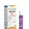 Lilafarbene Rollflasche Puressentiel Stress R-On mit Verpackungsschachtel mit Produktdetails und buntem Text.