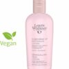 Eine rosa Flasche WIDMER-O.P.AU-M.UP ENTF LOT Augen-Make-up-Entferner-Lotion mit einem grünen Vegan-Logo auf der linken Seite.