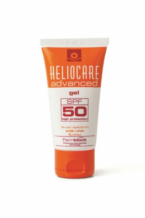 HELIOCARE SO ADVAN GESGEL 50 bietet Breitband-UVA/UVB-Schutz in einer Tube mit orange-weißer Verpackung.