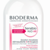 Flasche BIODERMA SENS H2O REINLSG AR Mizellenwasser mit rosa Verschluss.