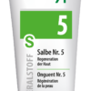 Auf einer Tube Creme mit der Bezeichnung „SCHUESS SLB NR 5 ADL“ steht in dreisprachigem Deutsch, Französisch und Italienisch, dass das Mittel der Hautregeneration dient.