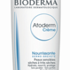 BIODERMA ATOD CR, 500 ml Flasche mit blauer Pumpe, Aufschrift: „Pflegecreme für trockene bis sehr trockene empfindliche Haut.“.