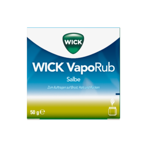Grüne und blaue Verpackung für WICK VAPORUB SLB, 50g.