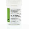 Eine weiße Plastikflasche mit der Aufschrift „SCHUESS 16 LITH CHL D12 ADL“ enthält homöopathische Tabletten von Adler Pharma vor einem weißen Hintergrund.