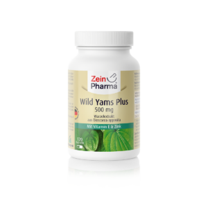 Eine Flasche WILD YAMS KPS ZEINP 500 mg mit Vitamin E und Zink enthält 120 Kapseln.