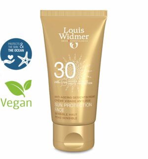 Tube WIDMER SUN PROT.FACE 30 Creme, LSF 30, mit Anti-Aging, UV-Schutz, meeresfreundlich und vegan.