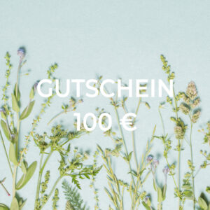 Text „Wertgutschein 25 €“ auf hellblauem Hintergrund mit verschiedenen grünen Pflanzen am unteren Rand.