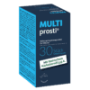 Das Produkt ist in einer dunkelblauen Verpackung mit der Aufschrift „MULTIPROSTI SOFTGEL KPS“ und enthält 30 Softgel-Kapseln. Es handelt sich um ein Nahrungsergänzungsmittel für Männer mit deutschem Text und steirischem Kürbiskernöl.