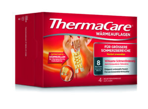THERMACARE FLEX.ANW.GROSS Wärmewickel-Box, deutsch beschriftet für größere Schmerzbereiche, bietet 8 Stunden therapeutische Wärme. Enthält vier flexible Wickel mit Anleitung.