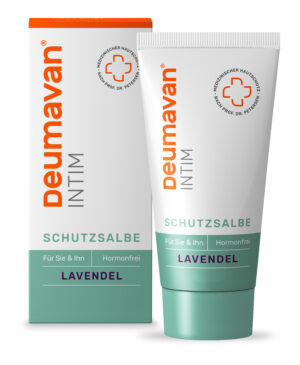 Tube und Dose DEUMAVAN SCHUTZSLB LAV TB, eine hormonfreie Schutzsalbe zur äußerlichen Anwendung, geeignet für Männer und Frauen.
