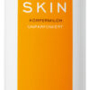 Weiße Flasche Körperlotion mit der Aufschrift „VIVA SKIN KOERP.MIL“ und einem gelb-orangen rechteckigen Etikett.