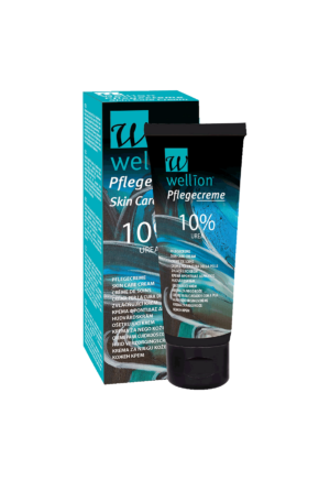 Tube und Dose WELLION PFL.CR 10% Hautpflegecreme mit Urea.