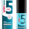Abbildung der Flasche und Verpackung des SYNEO 5 MAN DEO PUMPSPRAY, mit 5-Tage-Wirksamkeit, dermatologisch getestet, parfümfrei, mit Panthenol und Allantoin.