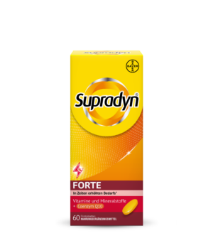 Schachtel SUPRADYN FTE FILMTBL mit 60 Filmtabletten mit Coenzym Q10.