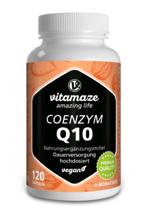 Eine Flasche des Nahrungsergänzungsmittels COENZYM Q10 KPS 200MG VEGAN enthält 120 Kapseln, ist vegan gekennzeichnet und verspricht eine hohe Dosierung und Premiumqualität.