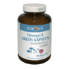 Eine Flasche NORSAN OMEGA 3 ARKTIS KPS mit 120 Kapseln, mit natürlichem Lebertran und 1500 mg Omega-3 pro Portion. Das Etikett ist auf Deutsch.