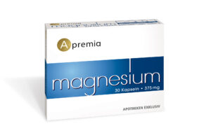 Eine Schachtel APREMIA MAGN KPS 375MG mit 30 Kapseln.