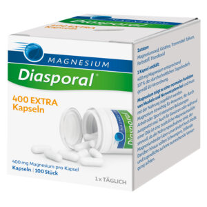 Schachtel MAGN DIASP.400 EXTR KPS-Kapseln mit Produkt- und Dosierungsinformationen.