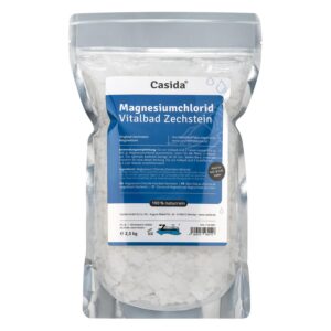 In einem verschlossenen 2,5 kg Beutel mit der Aufschrift „MAGN CHLORID VITALBD ZECHST“ sind weiße Magnesiumchlorid-Flocken enthalten.