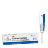 Eine Tube und eine Schachtel UNI APHTE REPAIR GEL, ein medizinisches Produkt zur Behandlung von Mundgeschwüren, mit deutschem Text und einer einfachen Grafik mit Gesichtsumriss.